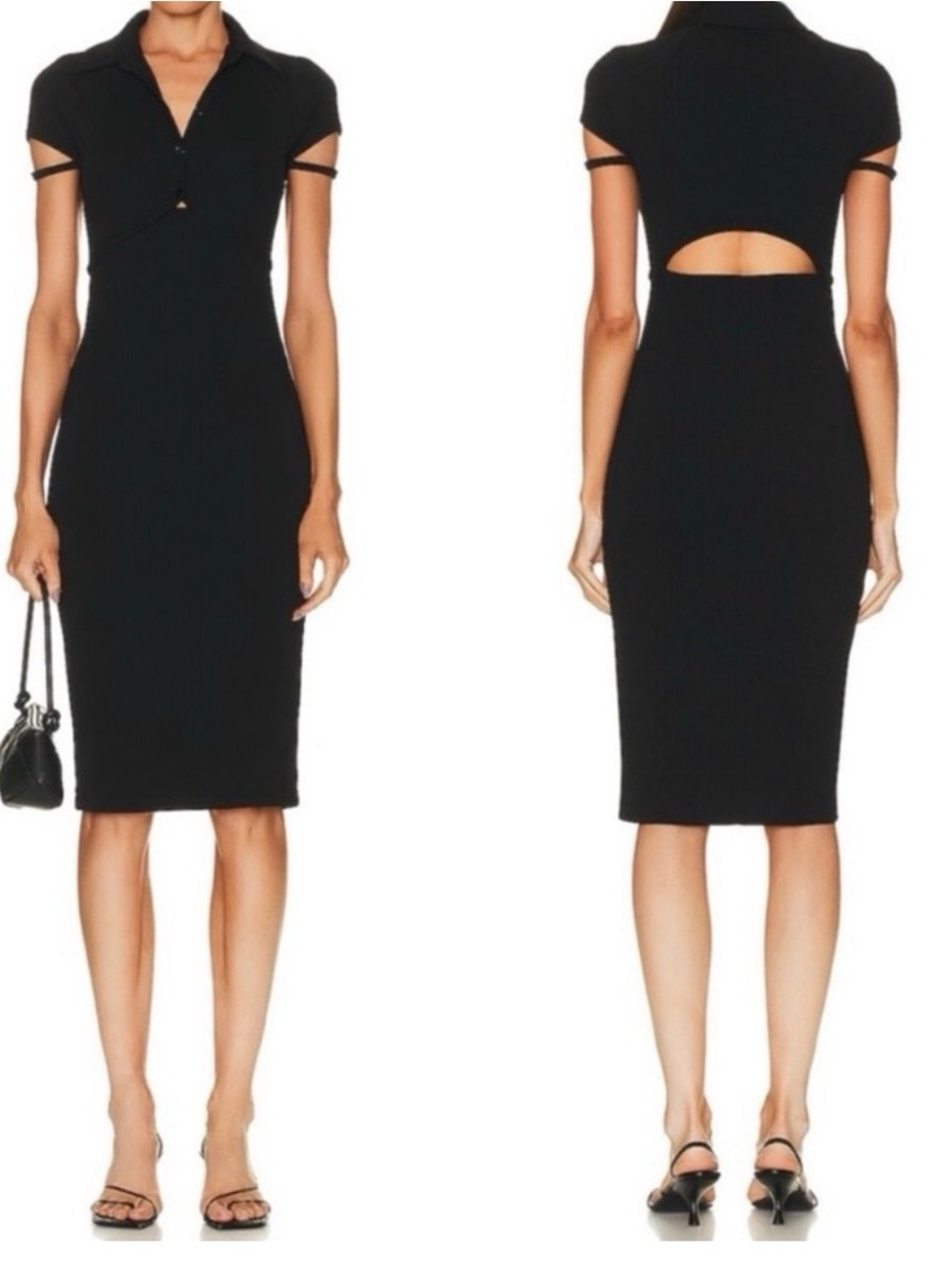 Helmut Lang Black Cutout Midi Dress